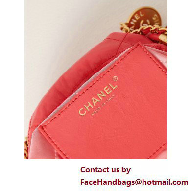 Chanel Shiny Calfskin  &  Gold-Tone Metal CHANEL 22 Mini Handbag AS3980 Dark Pink